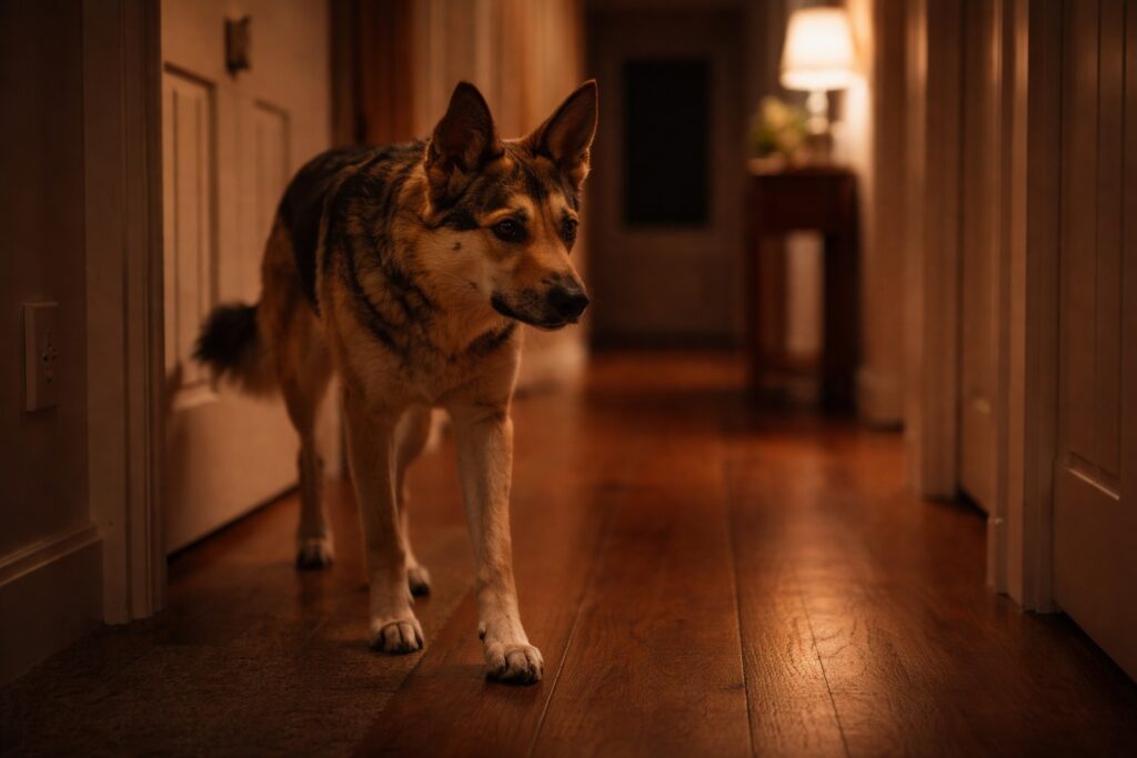 Anxious dog pacing at night