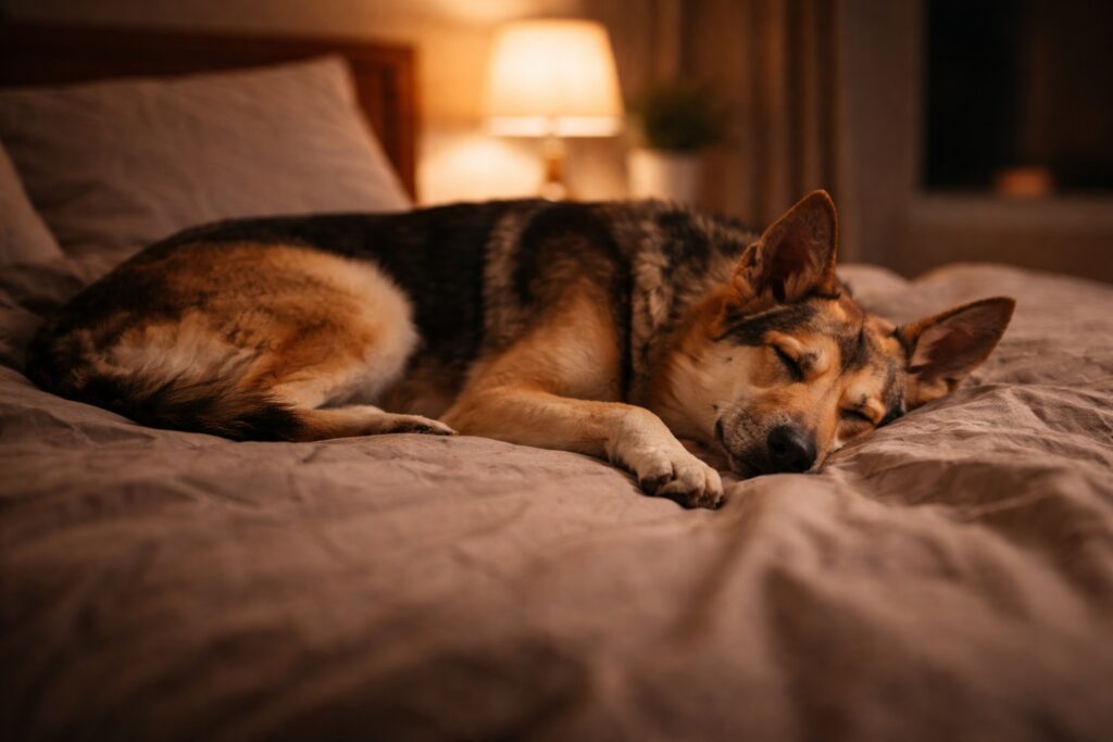 Calm dog sleeping peacefully