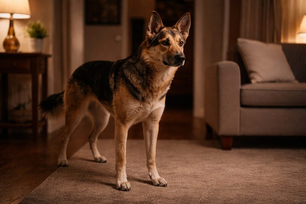 Dog showing early tension signs