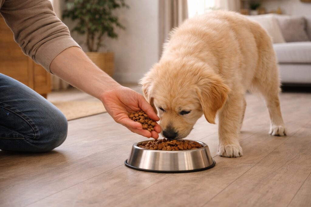 Preventing resource guarding through positive puppy feeding