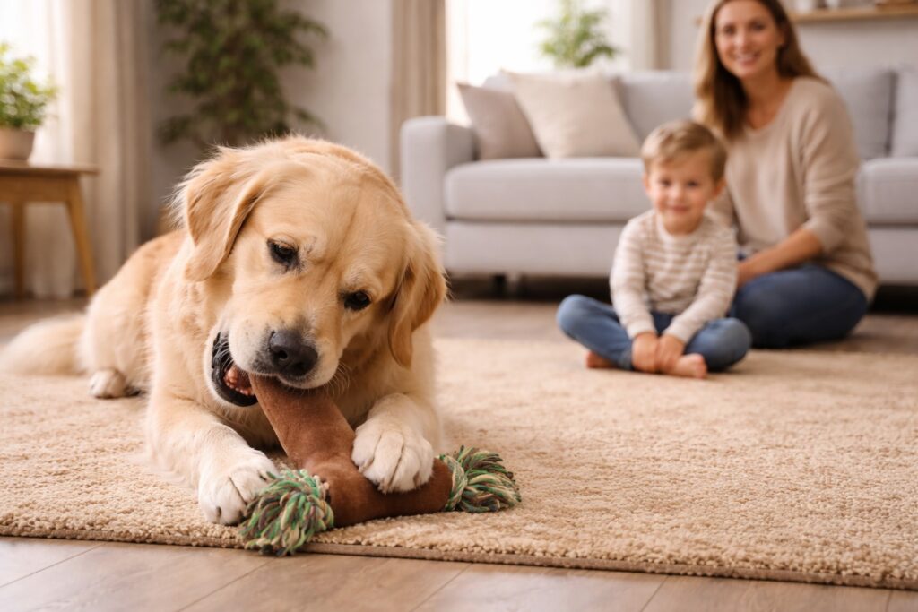 Safe interaction between children and dogs with guarded resources