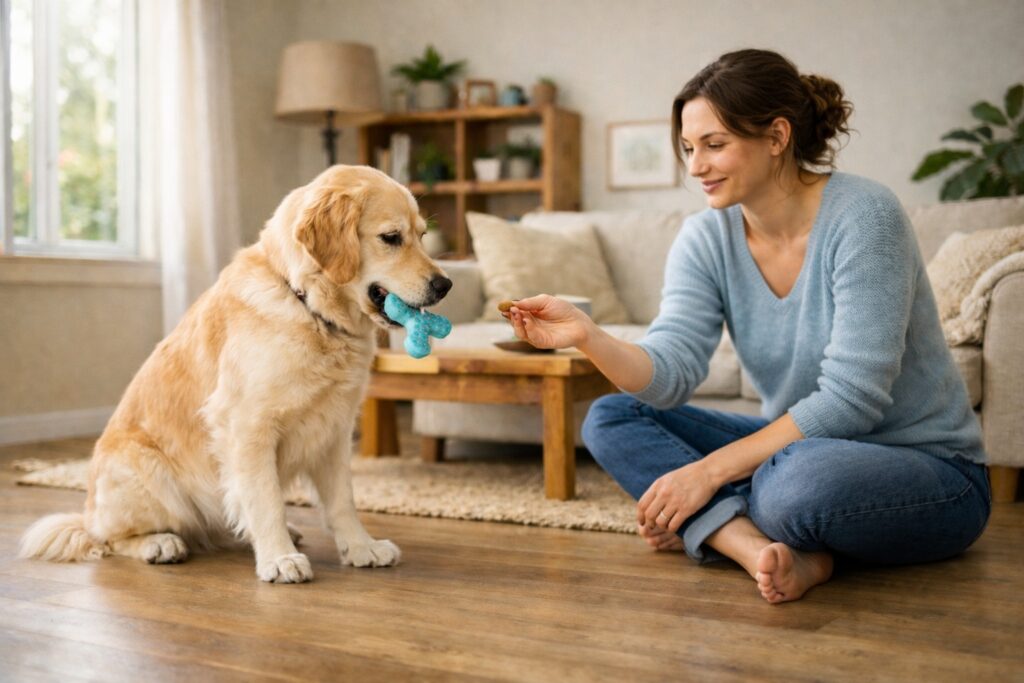 Trading method to reduce dog food aggression