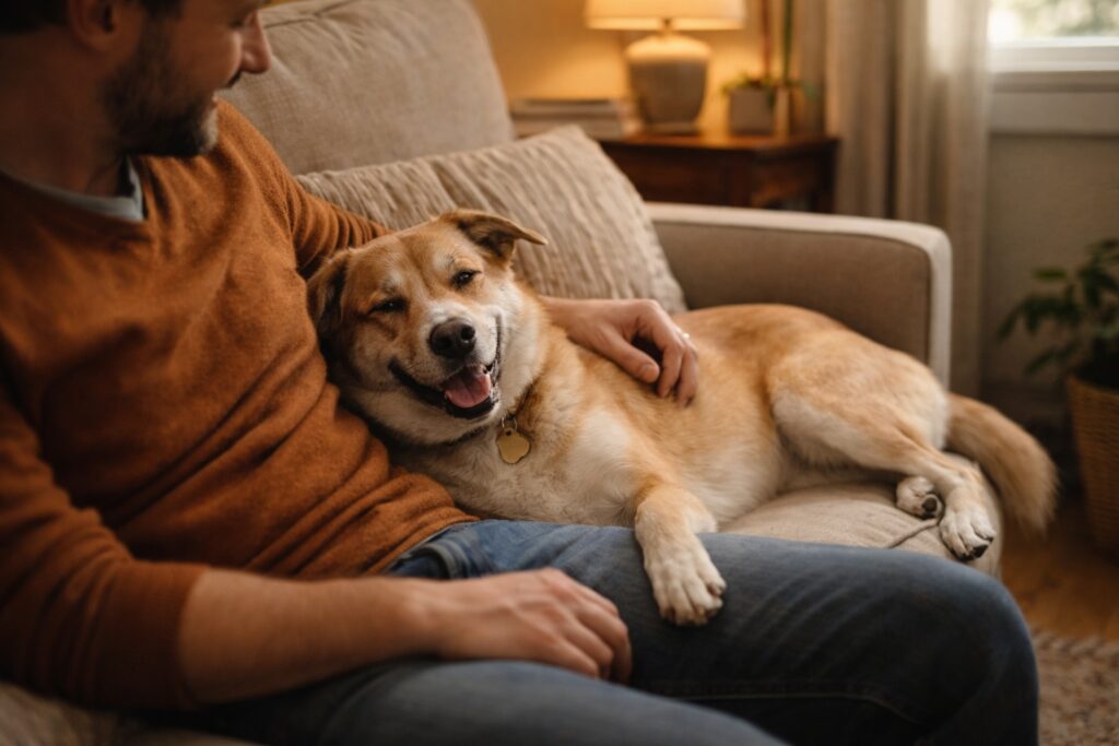 calm dog feeling safe and relaxed after completing 333 rule dogs adjustment period