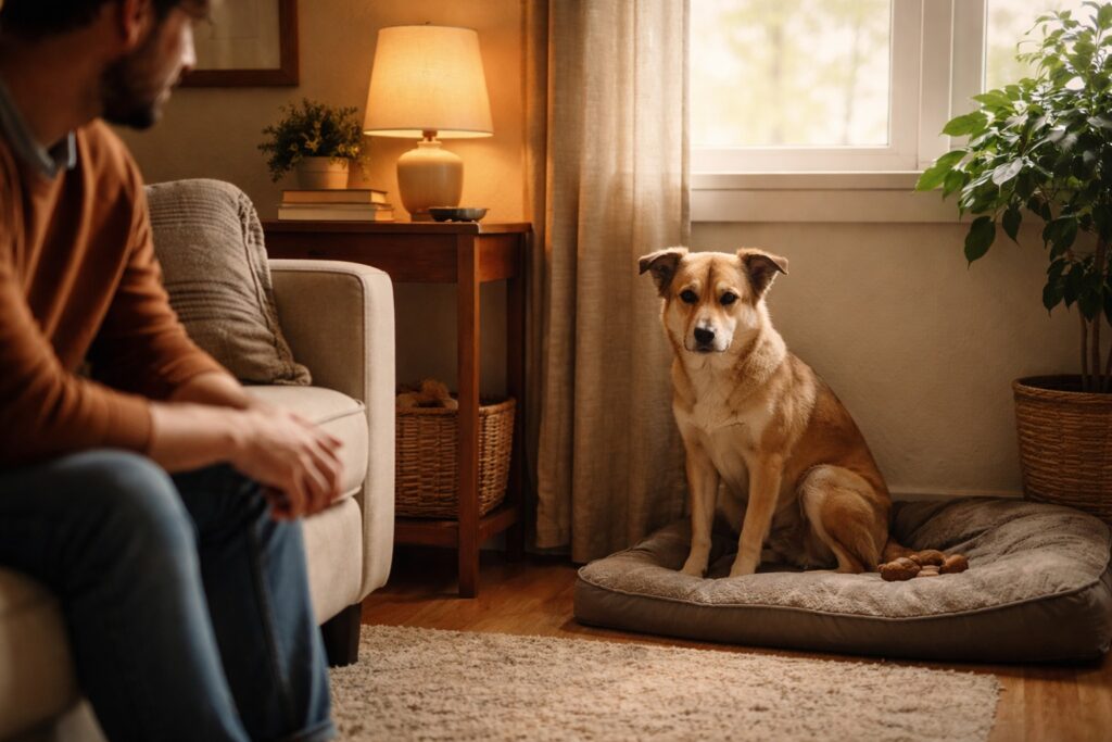 new dog feeling anxious in first days at home following 333 rule dogs